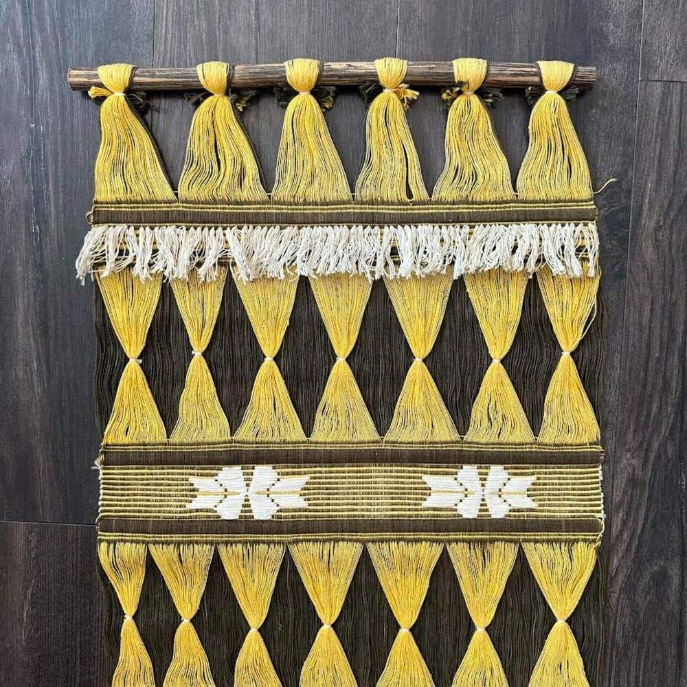 60x16 Midcentury Macrame Wall Hanging Tapestry Hand Woven Thread Art Vtg Lg Boho - Picture 2 of 4